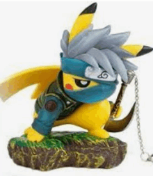 a figurine of a pikachu dressed as kakashi from naruto