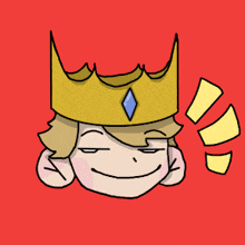 a cartoon drawing of a man wearing a crown with a diamond on it