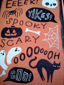 a poster that says eeeek yikes spooky scary