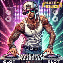 a poster of a man playing music with the words slot on the bottom