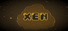 the word xeen is displayed on a screen with a cloud in the background