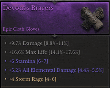 a picture of devout 's bracers epic cloth gloves has a purple background