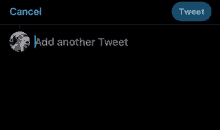a screenshot of a twitter app with a cancel button