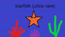 a blue background with the words starfish ( ultra-rare ) written on it