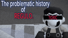 the problematic history of regolo is written on a poster with a cartoon character