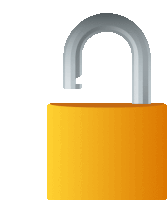 an illustration of an open padlock with a gray hook