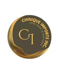 a logo for chinique imports inc. shows a gold circle