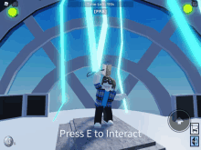 a screenshot of a video game that says press e to interact at the top