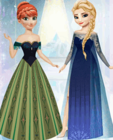 anna and elsa are standing next to each other