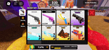 a screenshot of a video game called roblox shows a bunch of guns