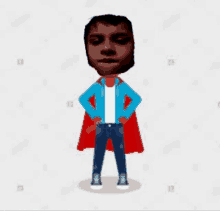 a cartoon of a man with his hands on his hips wearing a red cape