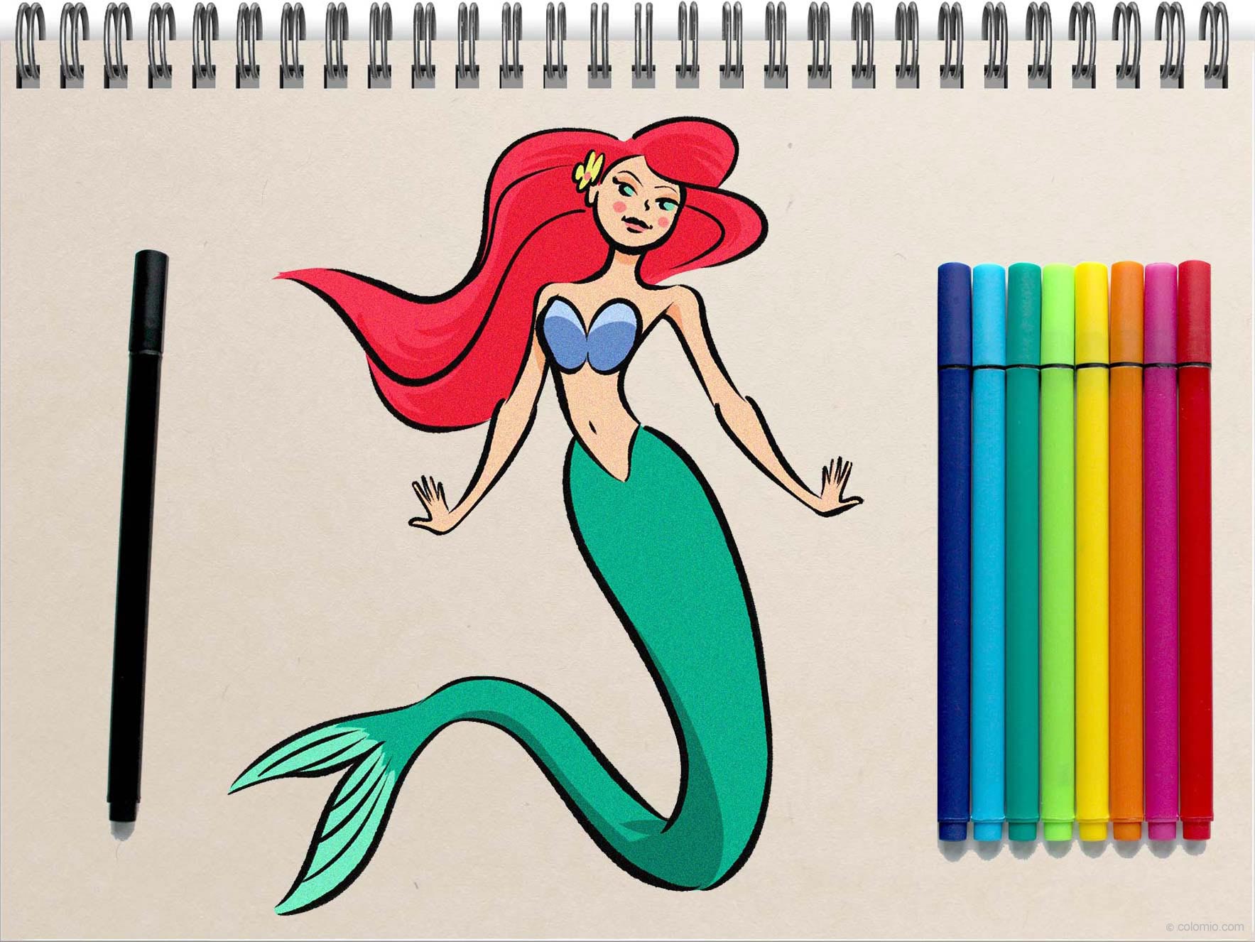 Mermaid drawing - Step by Step