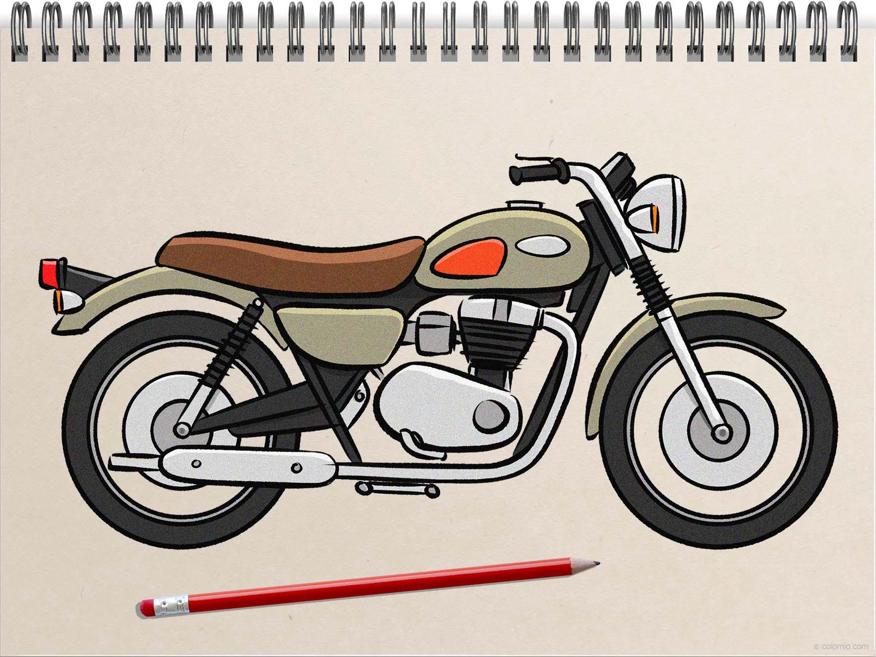 How to Draw a Motorcyle - Step by Step