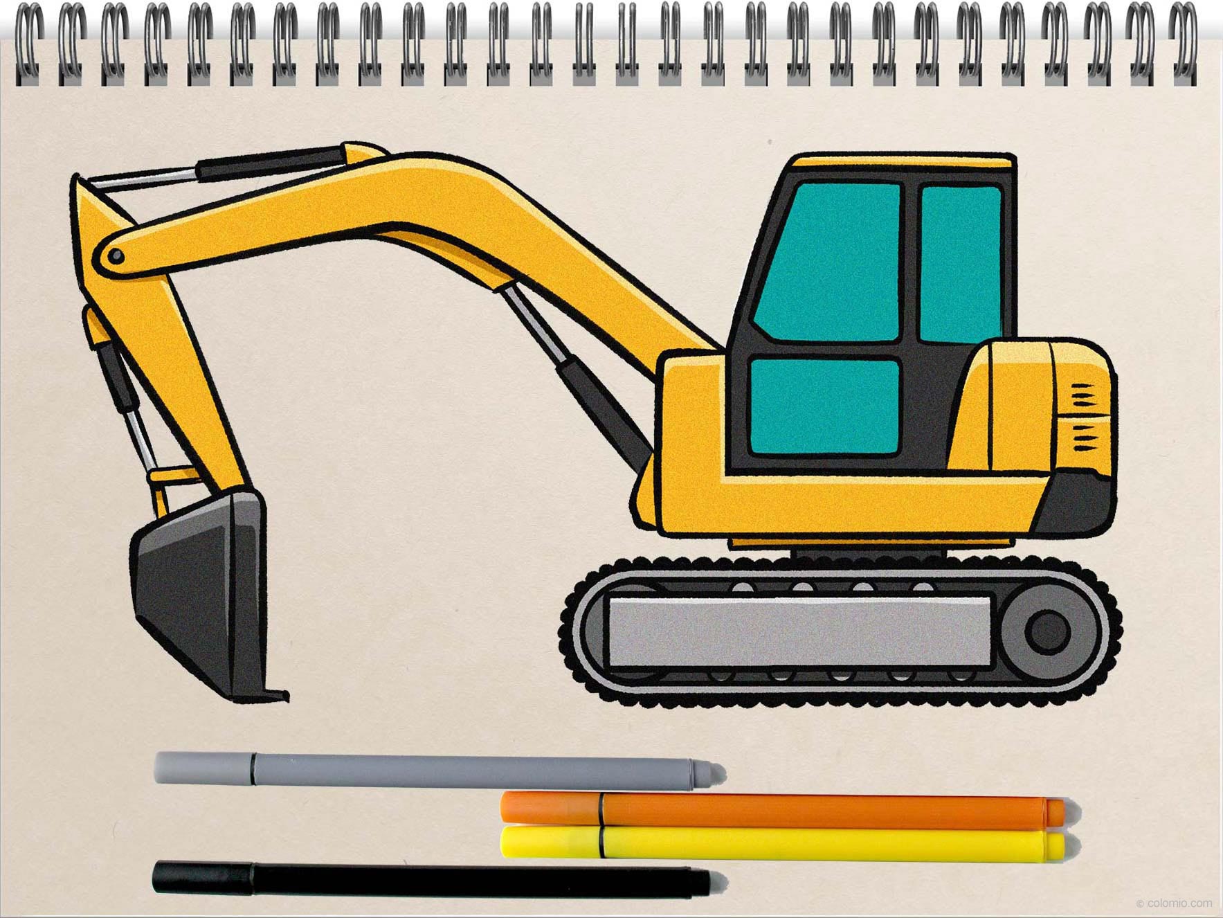 How to Draw an Excavator - Step by Step