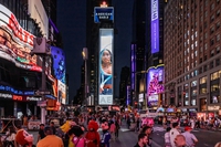 An advertisement in New York’s Times Square featuring Coco Gauff was designed by Las Vegas-based Spotlight Outdoor Ads and Company 8 Ad Group.