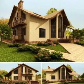 House Exterior Scene 3d model