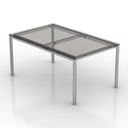 Rectangular Glass Table With Iron Legs 3d model