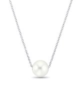 La Rosa Princesa Zilveren Dames Parel Ketting Zilver - 42cm - Zoetwater Parel Sieraad Minimalistisch