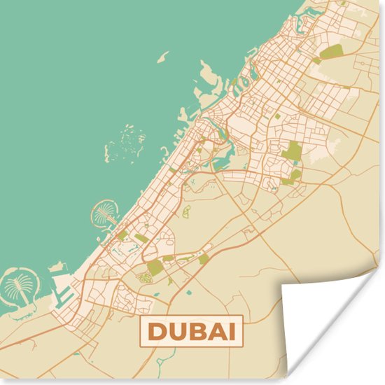 Poster Dubai - Kaart- Stadskaart - Plattegrond - Vintage - 50x50 cm | bol