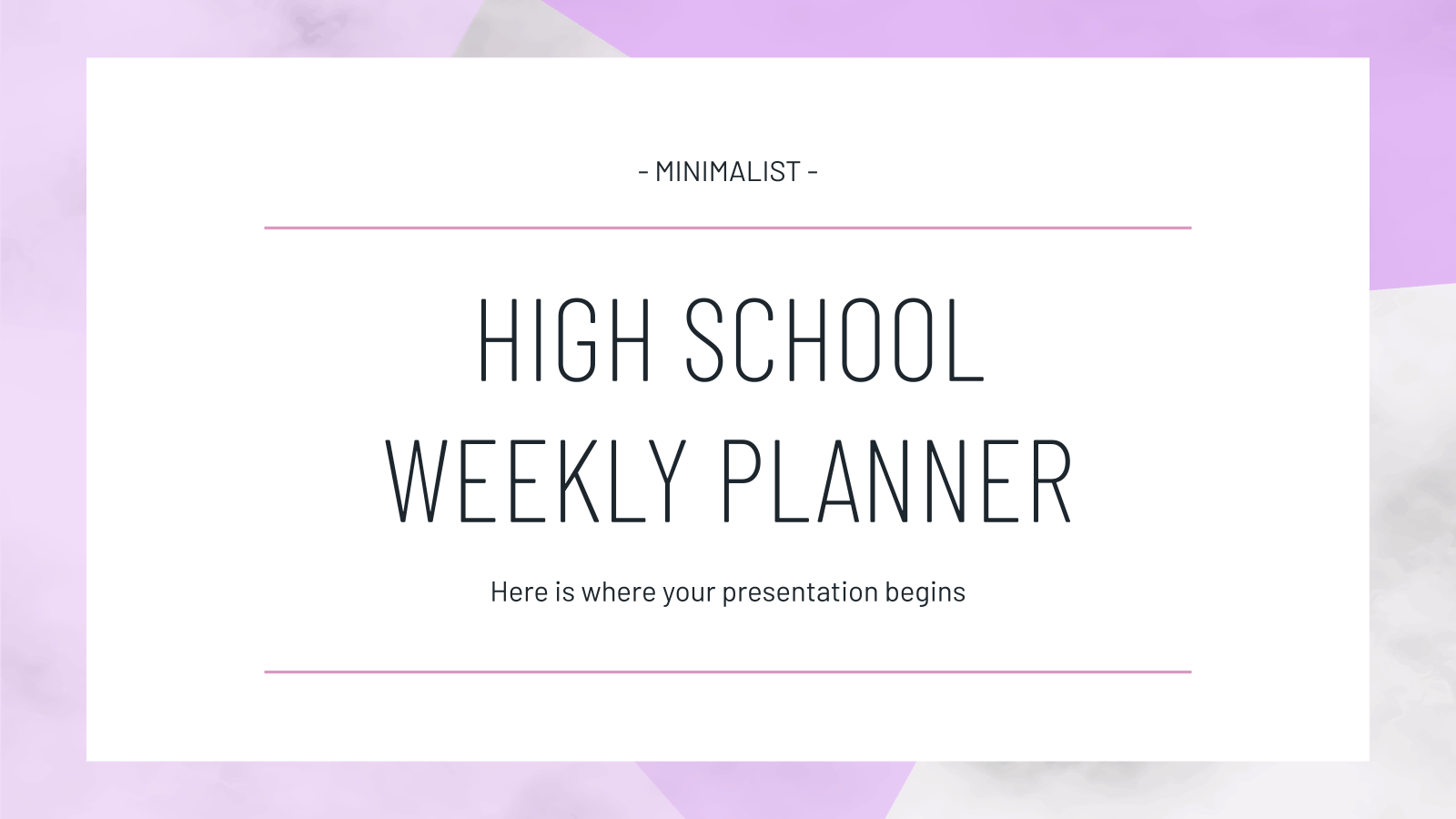 Minimalist HS Weekly Planner presentation template 