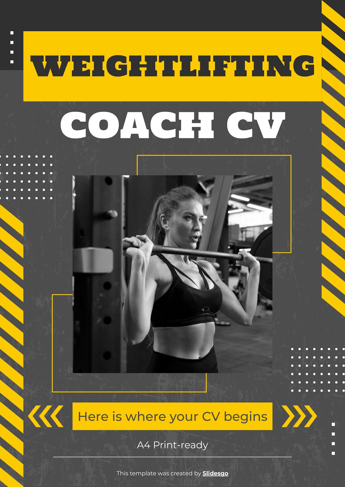 Weightlifting Coach CV presentation template 