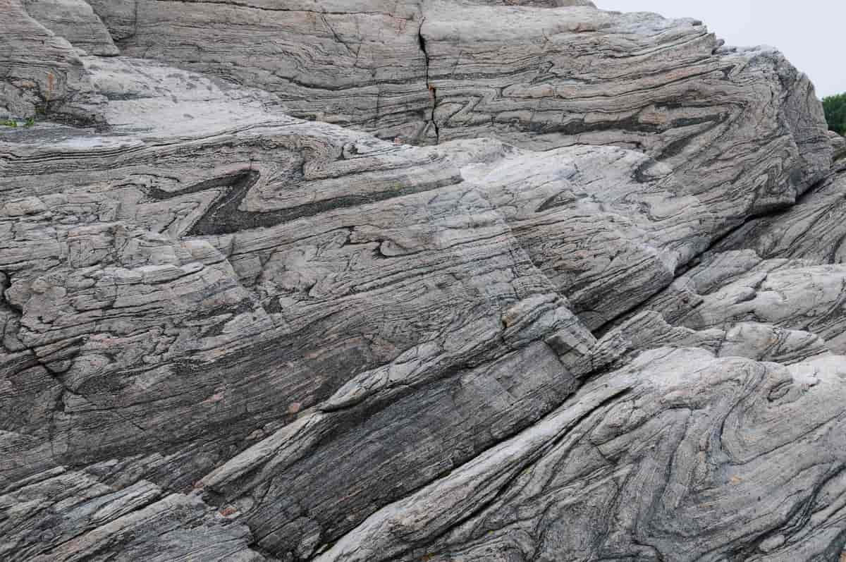 Foldet båndgneis, Øygarden, Hordaland.