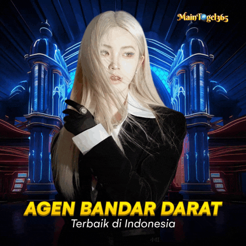 an advertisement for agen bandar darat shows a woman in a black jacket