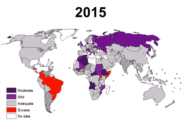 a map of the world with the year 2015 on the top