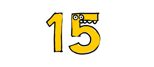 a cartoon drawing of the number 15