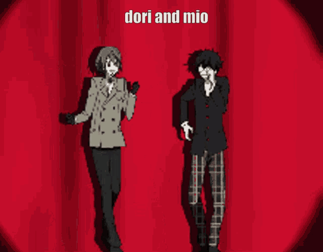 a cartoon of a man and a woman dancing with the caption dori and mio