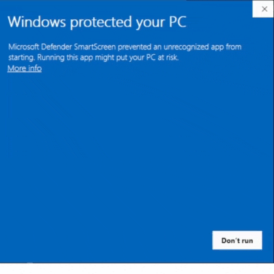 a blue screen that says windows protected your pc on top