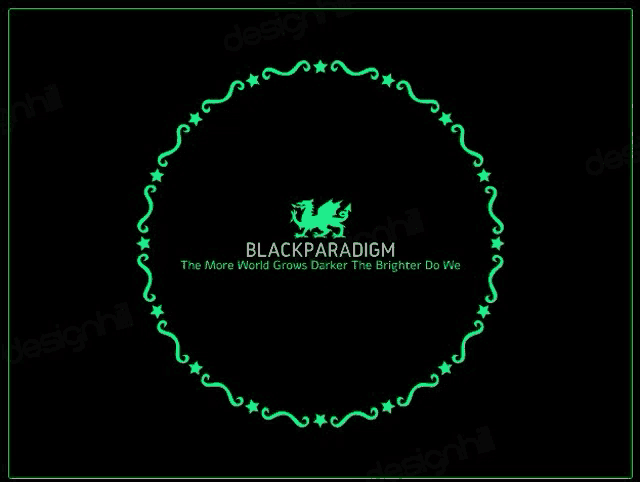 a black background with a green circle with the words blackparadigma