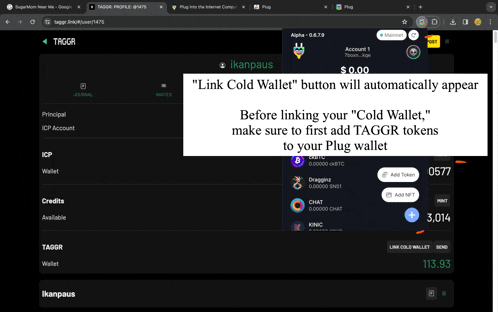 a screenshot of a page that says " link cold wallet " at the top