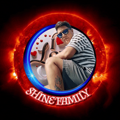 a picture of a man in a circle with the words shine family on the bottom