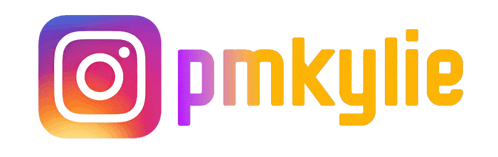 a logo for pmkylie with an instagram logo