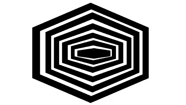 an optical illusion of a black and white hexagon on a white background