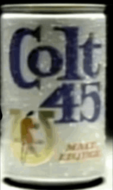 a can of colt 45 malt liquor with a blurred background