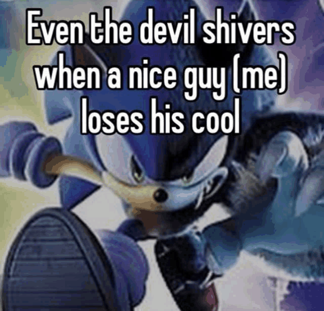 even the devil shivers when a nice guy ( me ) loses his cool sonic the hedgehog .