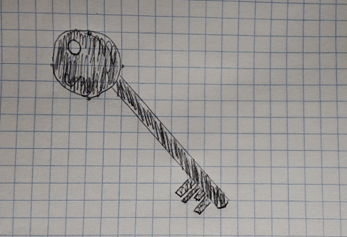 a drawing of a key on graph paper