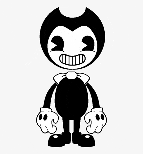 a black and white drawing of bendy from ink machine