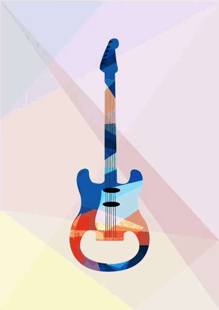 a colorful electric guitar with the letter g on it