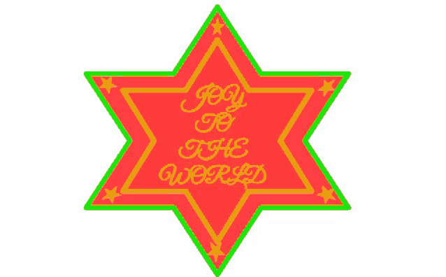 a red star with the words joy to the world written inside of it