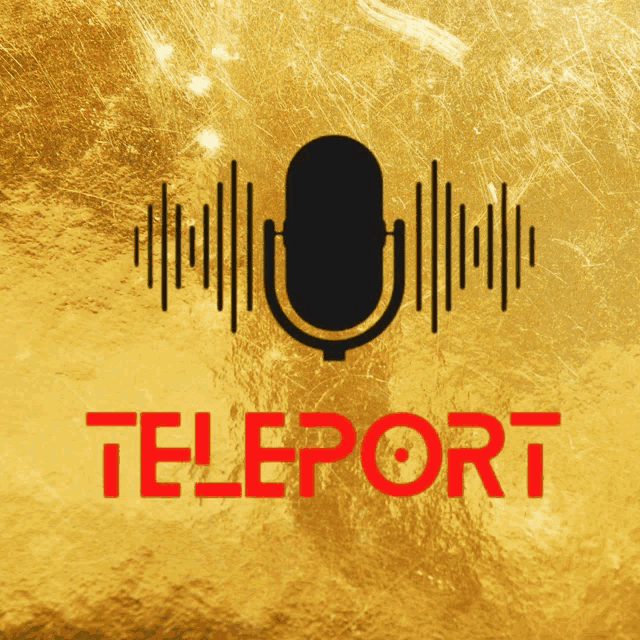 a gold background with the word teleport in red