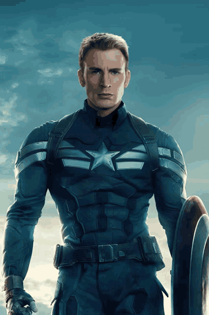 a man in a captain america costume holding a shield