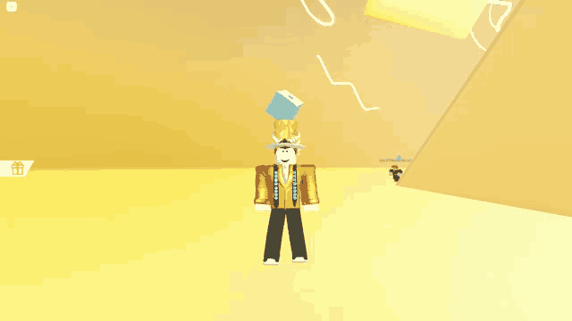 a roblox character with a crown and a roll of toilet paper on their head