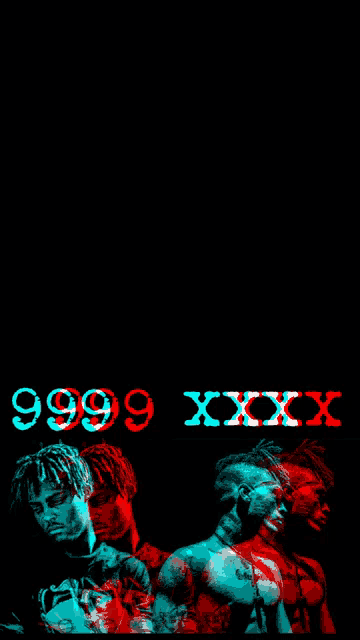 a black background with a red and blue graphic that says 9999 xxx