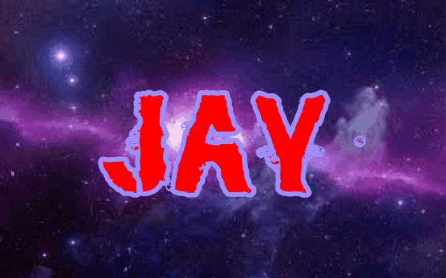 the name jay is displayed in red letters