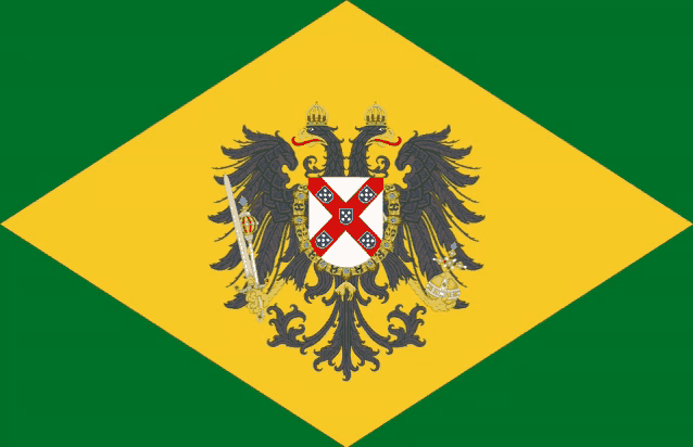 a yellow and green flag with a coat of arms in the center