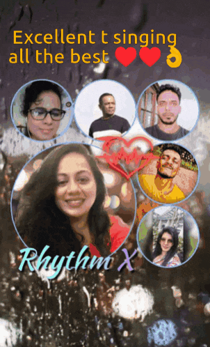 an advertisement for rhythm x shows a group of people