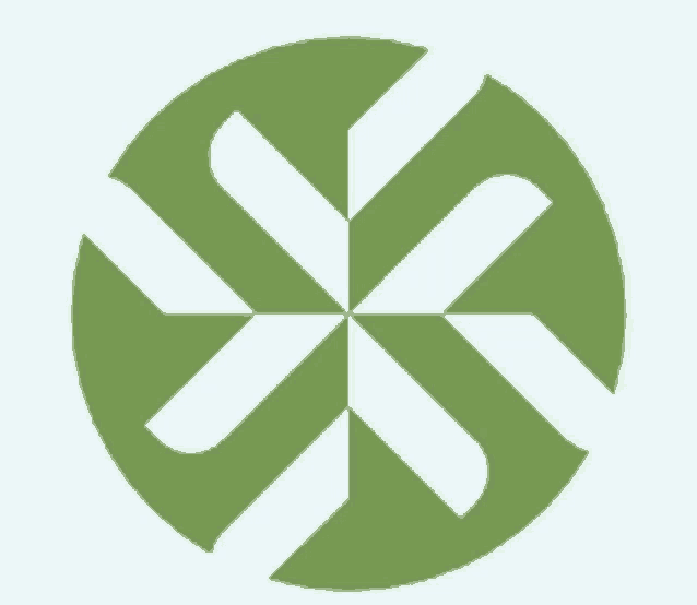 a green and white circle with a cross in the center